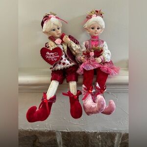 Cynthia Rowley Valentine’s Day 2 Pixie Fairy Elf Shelf sitter Dolls 18”